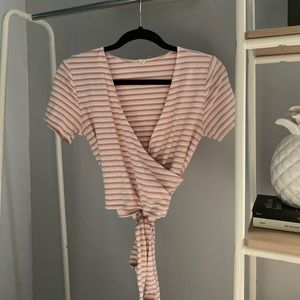 White and pink wrap top, from garage in size large